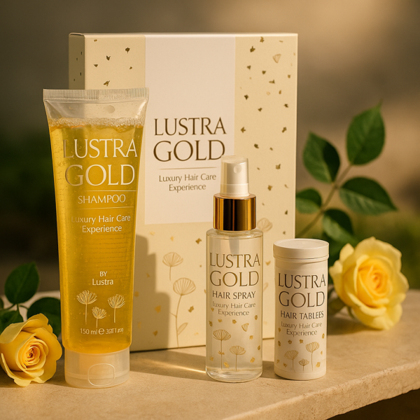 لوسترا جولد Lustra Gold – روتين العناية بالشعر الذكي برقاقات الذهب الحقيقة