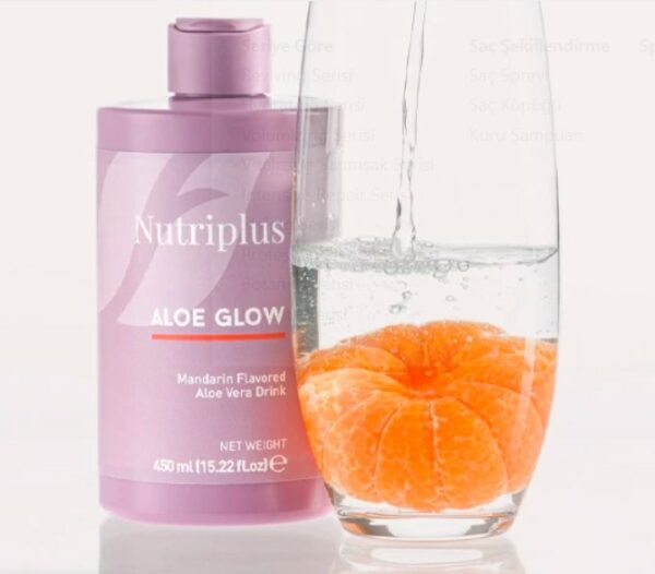 ⁦Nutriplus Aloe Glow – مشروب الألوفيرا بنكهة المندلينا⁩ - الصورة ⁦2⁩